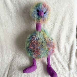 Jellycat Rainbow Pom Pom Ostrich Plush Soft Stuffed Animal Toy 21" Large Bird